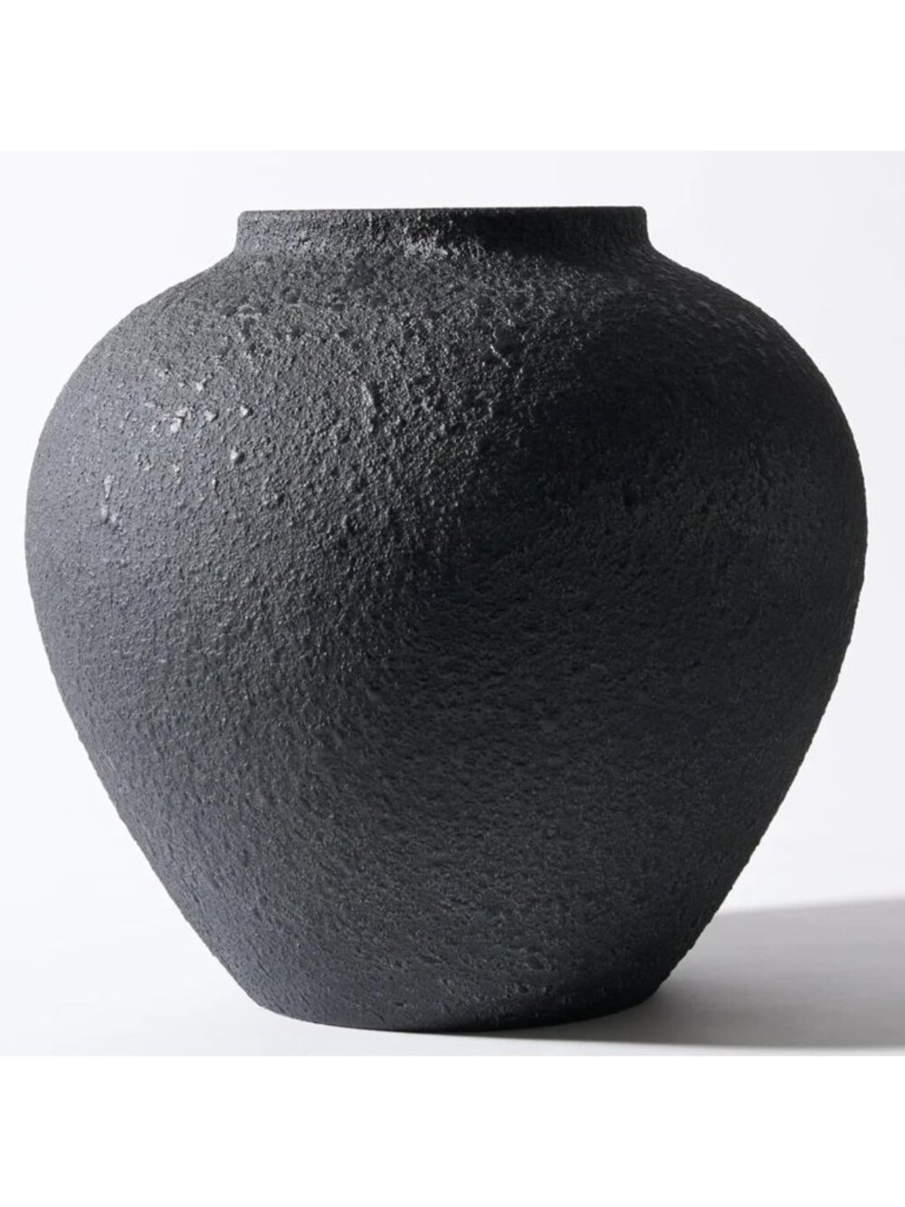 Large Rustic Black Round Vase for Home Decor, Stylish Pottery Accent Piece